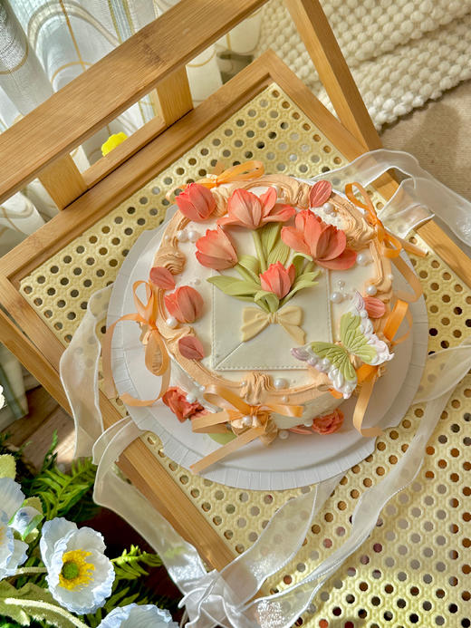 玉兰寄情巧克力刮刀花蛋糕 商品图1