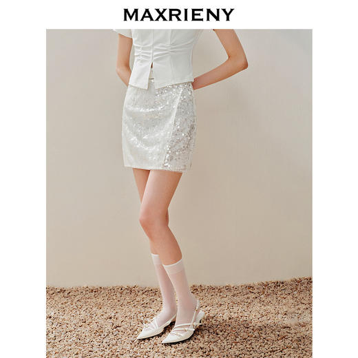 MAXRIENY精致华丽感高腰包臀半裙2024夏季新款修身显瘦裙子(货号:MS85SK024) 商品图2