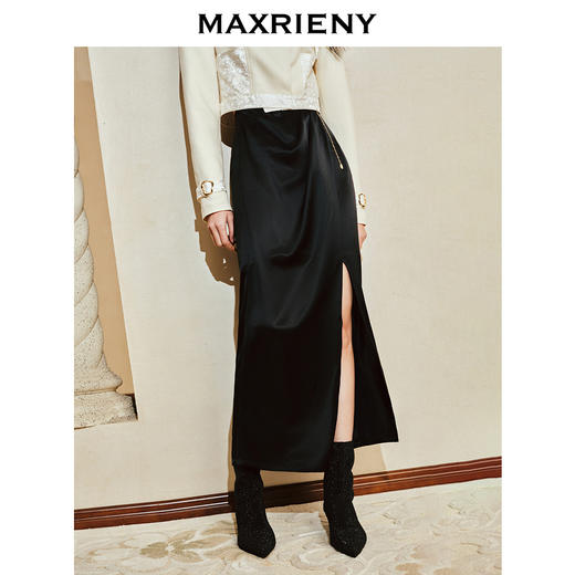 【东方玉兰-商场同款】MAXRIENY精致优雅复古感抽褶半裙2024春款(货号:MC85SK040) 商品图1