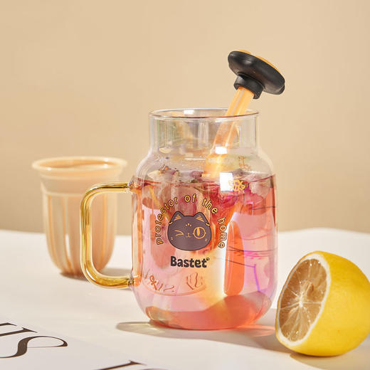 大英博物馆 安德森猫和她的朋友们系列 萌萌 猫爪 茶水分离 大肚玻璃 吸管杯 700ml 商品图1