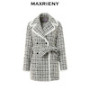 MAXRIENY精致复古黑白格纹大衣中长款肌理感小香风外套格雷系穿搭(货号:MS88JA516) 商品缩略图4
