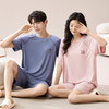 【女款自带杯垫】夏季莫代尔情侣家居服 柔软亲肤 轻薄透气 穿着不刺痒 可居家可外穿 短袖套装 商品缩略图2