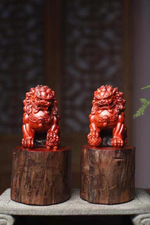 精雕狮子°拆房老料摆件（对） 商品图2