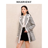 MAXRIENY精致复古黑白格纹大衣中长款肌理感小香风外套格雷系穿搭(货号:MS88JA516) 商品缩略图1