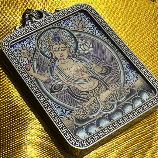 黑唐《文殊菩萨》唐卡佛牌 商品图0