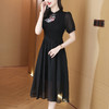 AHM-8682中国风甜美短袖套头夏季新款高级感复古绣花网纱小黑裙 商品缩略图3