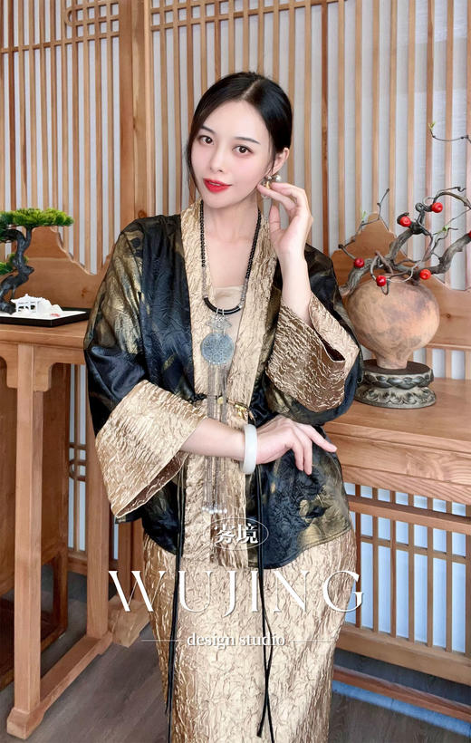 【雾境定制】浮花疏影系列华贵老钱风金属肌理半裙 3204058 商品图2