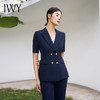 IWY/高端藏青色西装套装短袖职业西付外套商务干练微喇裤装两件套C13208+P33208 商品缩略图2