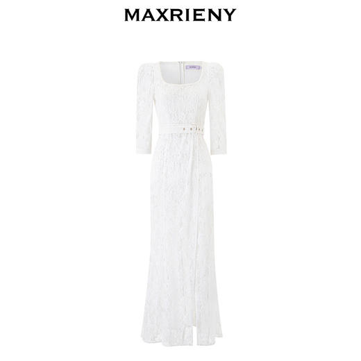 【城市静奢】MAXRIENY浪漫复古U领鱼尾蕾丝连衣裙优雅显瘦修身裙(货号:MS85DR049) 商品图4