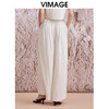 VIMAGE纬漫纪夏季新款气质高级感白色高腰显瘦阔腿长裤休闲裤V2105730 商品缩略图4