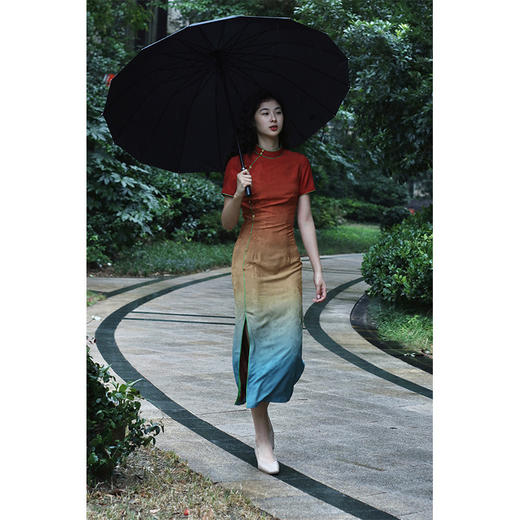 气质筒子领优雅复古新中式改良长款旗袍LSB2218 商品图3