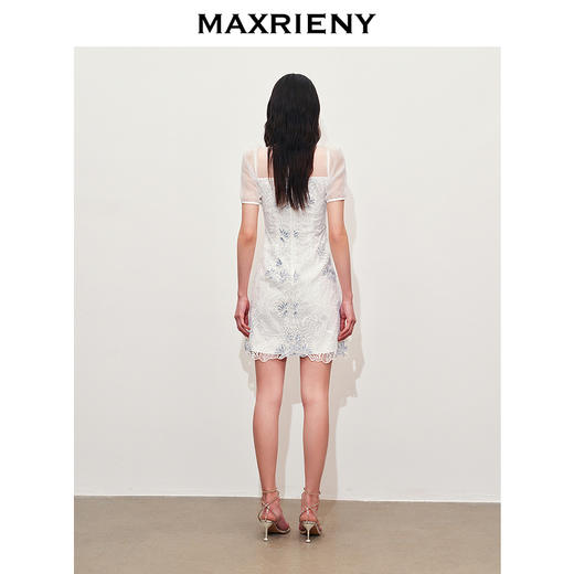 【英式雅皮士-商场同款】MAXRIENY复古蕾丝刺绣散钻连衣裙2024春(货号:MC85DR079) 商品图3