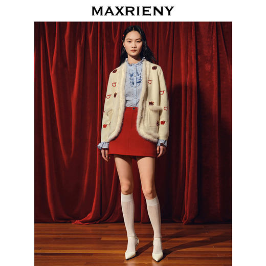 【商场同款】MAXRIENY苹果钉珠外套精致复古感苹果毛织钉珠外套(货号:MC88JA763) 商品图1