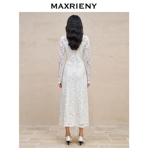 【商场同款】MAXRIENY复古宫廷氛围感连衣裙23秋冬蕾丝订婚小白裙(货号:MC88DR633) 商品图3