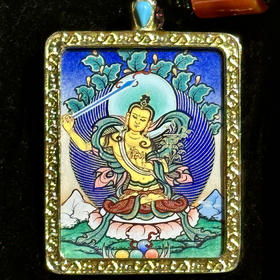 彩唐《文殊菩萨》唐卡佛牌