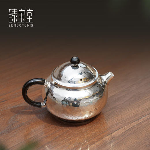 臻宝堂银壶999足银泡茶壶纯手工容天小茶壶纯银锤纹经典款单壶高端茶具 容天(经典款) 容量约 150ml 重约118克 商品图1
