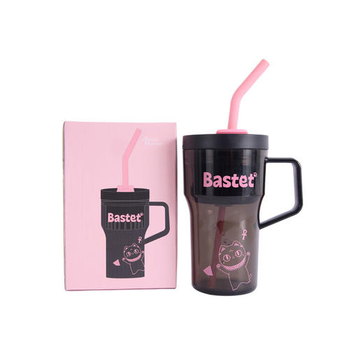 大英博物馆 盖亚·安德森猫和她的朋友们系列 甜心 黑粉 大容量 吸管杯 果茶杯 茶水分离杯 Tritan 750ml 商品图4