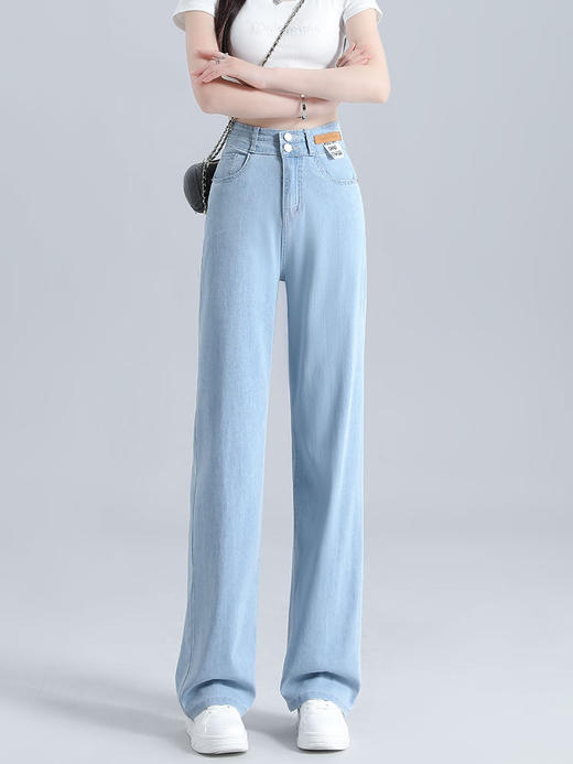 【凉爽直降-5℃】天丝牛仔裤 遮肉显瘦 阔腿牛仔裤 不挑腿型 宽松高腰 垂感直筒宽松小个子阔腿裤 商品图2