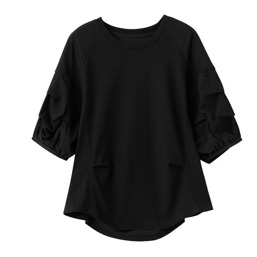 CCML-3365港风别致全棉上衣女夏季圆领拼接小衫薄款妈妈针织衫五分袖t恤薄 商品图4