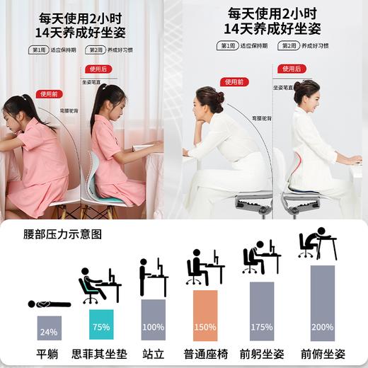 【升级款 护腰神器 坐姿垫】矫正形体，防止驼背，保护腰椎，坐着不累 市面最好版本材质 学生党上班族等久坐人群必备 商品图3