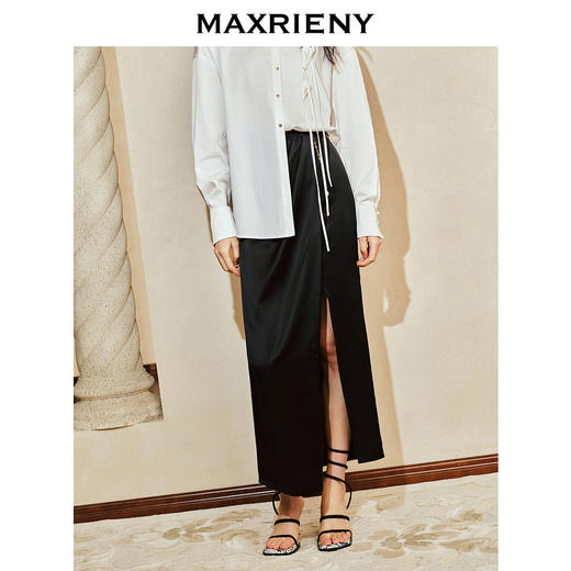 【东方玉兰-商场同款】MAXRIENY精致优雅复古感抽褶半裙2024春款(货号:MC85SK040) 商品图2