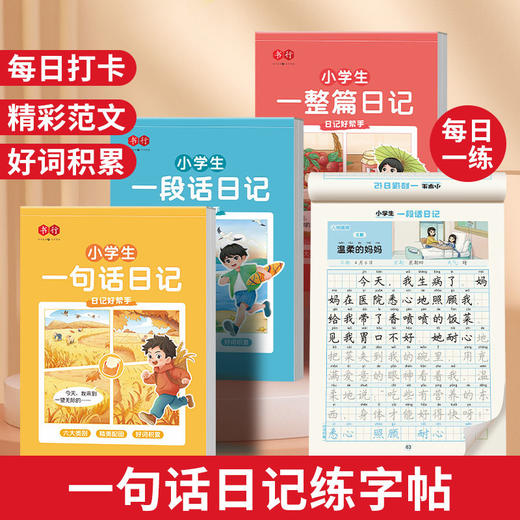 小学生写日记（一句话+一段话+一整篇）和一段话作文练字帖全套四本写作练字两不误 商品图1
