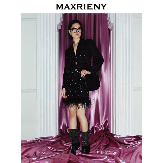 【商场同款】MAXRIENY复古波点羽毛半裙2023冬季新款(货号:MC88SK830) 商品图2