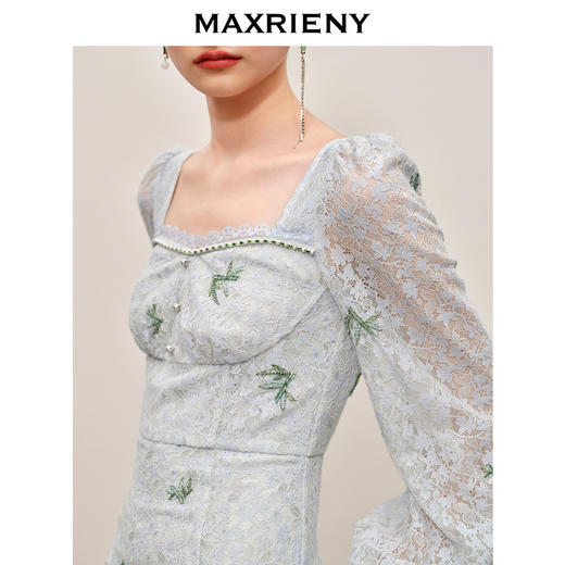 【竹子系列-商场同款】MAXRIENY复古提花连衣裙薄荷曼波风穿搭(货号:MC88DR539) 商品图2