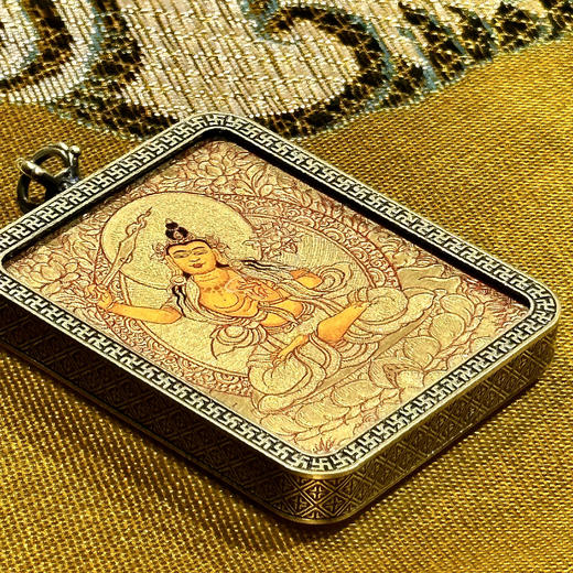 金唐《文殊菩萨》唐卡佛牌 商品图0