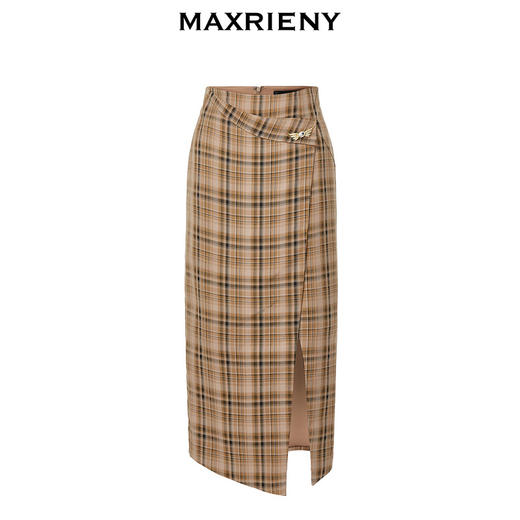 MAXRIENY复古格纹结构半裙美拉德穿搭裙子(货号:MC88SK520) 商品图4