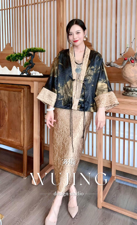 【雾境定制】浮花疏影系列华贵老钱风金属肌理半裙 3204058 商品图5