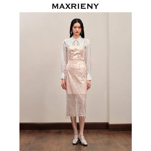 【商场同款】MAXRIENY奢华樱花粉珠片绣花吊带blingbling小背心(货号:MC88TP603) 商品图1