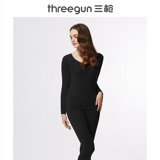 Threegun三枪 【舒肤莱卡棉】圆领女士保暖内衣套装-22740D021 商品图2