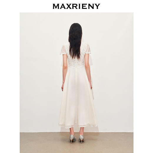 【商场同款】MAXRIENY精致蜜桃蕾丝珍珠连衣裙修身长裙(货号:MC85DR050) 商品图3