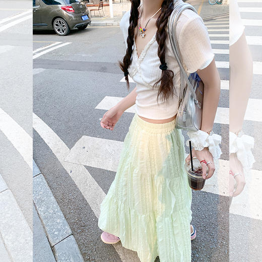 <曾小咸推荐>新品最最最后一波现货！卖完下架不再补！微信粉丝打折价！ 【夏季微风】淡绿色半身裙 日常189.99 立减100 秒杀89.99！！ 商品图2