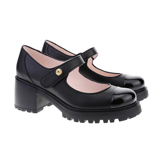 sheme新中式羊皮漆皮拼接金属盘扣点缀优雅舒适玛丽珍鞋女鞋可定制 商品图5