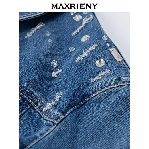 MAXRIENY钉珠宽肩截短廓形牛仔外套2024春季新款上衣女(货号:MS85JA031) 商品图2