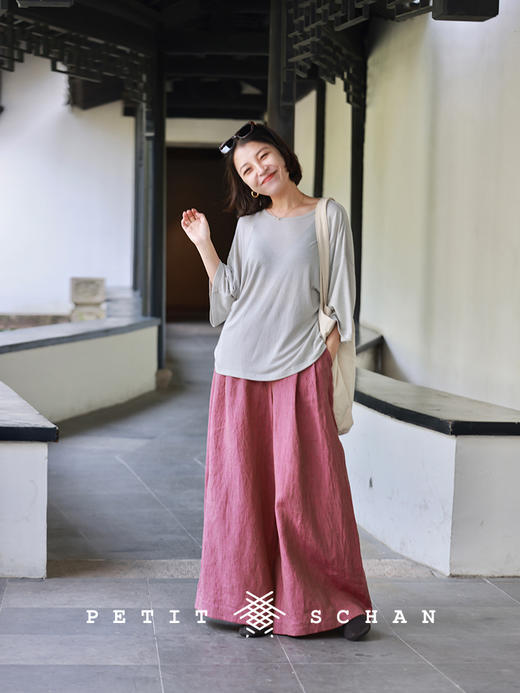 PETIT SCHAN小闪 CLO#485 relaxing moment 放松时刻 兰精天丝羊毛夏季清透感宽松短袖T恤 商品图4