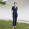 IWY/藏青色西装套装短袖职业装商务气质西服外套女上班售楼部工装C13216+P11356 商品缩略图4