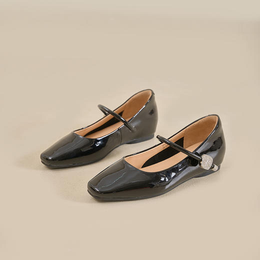 Safiya/索菲娅2024春复古方头漆皮钻扣一字带玛丽珍单鞋 SF41111435 商品图4