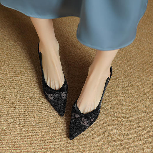 【预售5天】优雅百搭，真皮尖头拼接高跟单鞋HCY&5252 商品图10