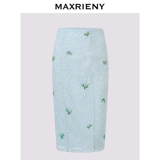 MAXRIENY精致复古感蕾丝半裙竹叶提花2024夏季新款高腰修身裙子(货号:MS85SK069) 商品图4