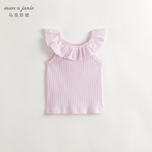马克珍妮女童甜美花边领纯棉背心儿童上衣2024年夏装新款240727 商品图0