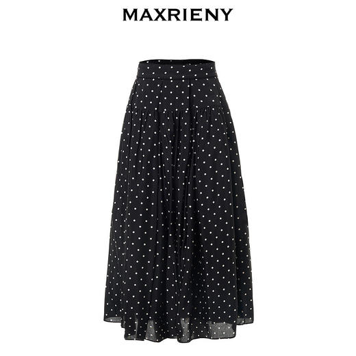 【黑白优雅主义-商场同款】MAXRIENY法式复古风情波点半裙A字裙子(货号:MC85SK059) 商品图4