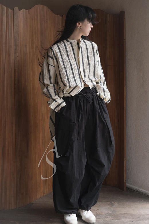 Toogood  男士原色条纹/黑色PEDLAR立领长衬衫 商品图4