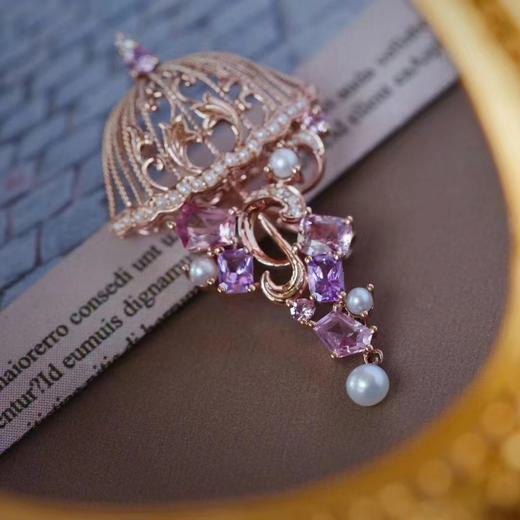 龢盒原创 玫瑰金紫色蓝宝石古典胸针吊坠 商品图1