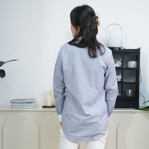 【独家定制】蓝白拼接条纹衬衫 商品图1