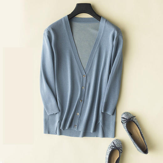 春夏新款大码针织开衫上衣短款冰丝衣女薄款防晒外套宽松空调衫 商品图3