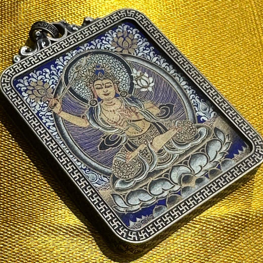 黑唐《文殊菩萨2》唐卡佛牌 商品图0