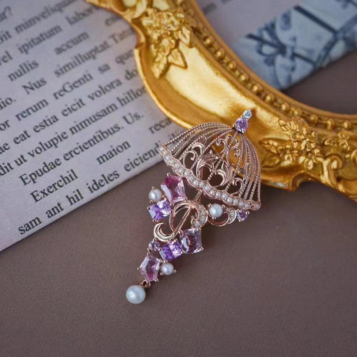 龢盒原创 玫瑰金紫色蓝宝石古典胸针吊坠 商品图0